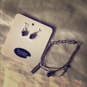 Silver Amethyst Earrings & Charm Bracelet